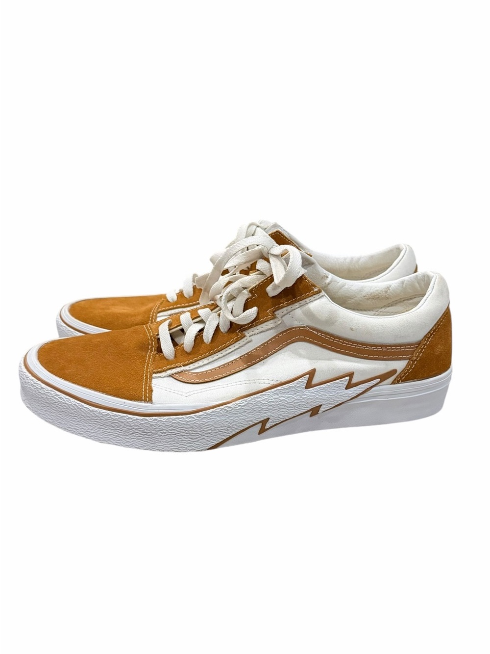 VANS Men’s 12 Old Skool Lightning Bolt Cathay Spice Tan Brown Suede Shoes S6